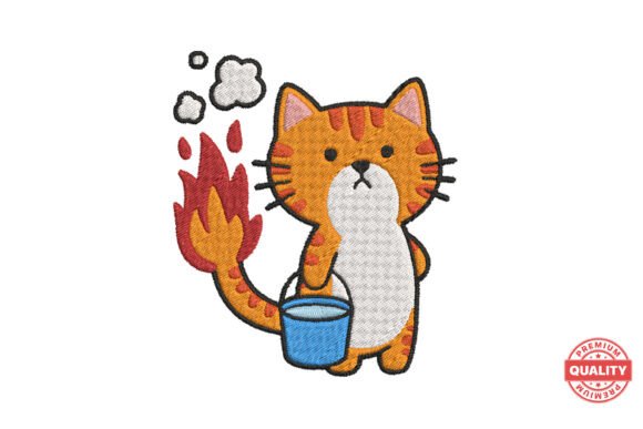 A Review of the Funny Fire Cat with Bucket Embroidery Design
