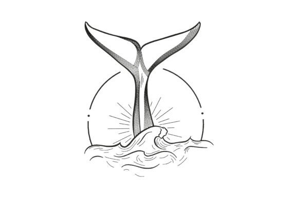 Whale Tail Outline: A Business-Friendly Embroidery Asset